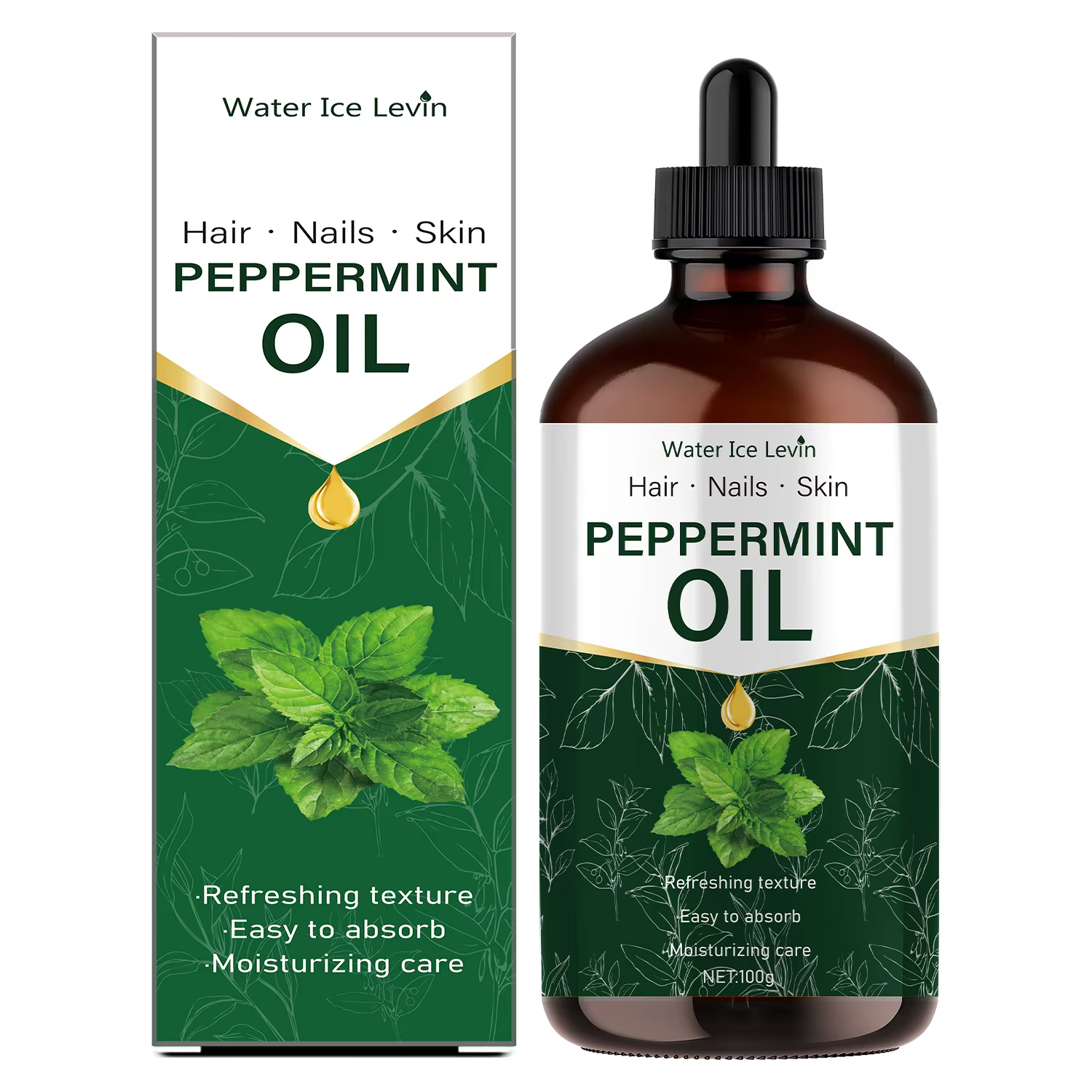 Huile essentielle de menthe poivrée 100g, extraite de plantes naturelles, hypoallergénique, huile de