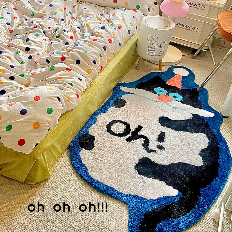 Tapis en peluche chat de dessin animé, mignon, style japonais, moelleux et tufté, tapis de sol esthé