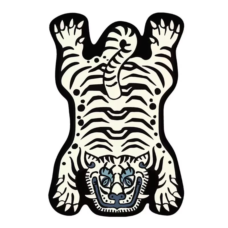 Tapis de tigre créatif de dessin animé, tapis de grande surface, salon, chambre d'enfant, chevet, dé