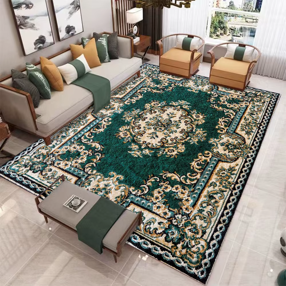 Grand tapis rétro européen pour salon, décoration de luxe, antidérapant, pour chambre à coucher, ves