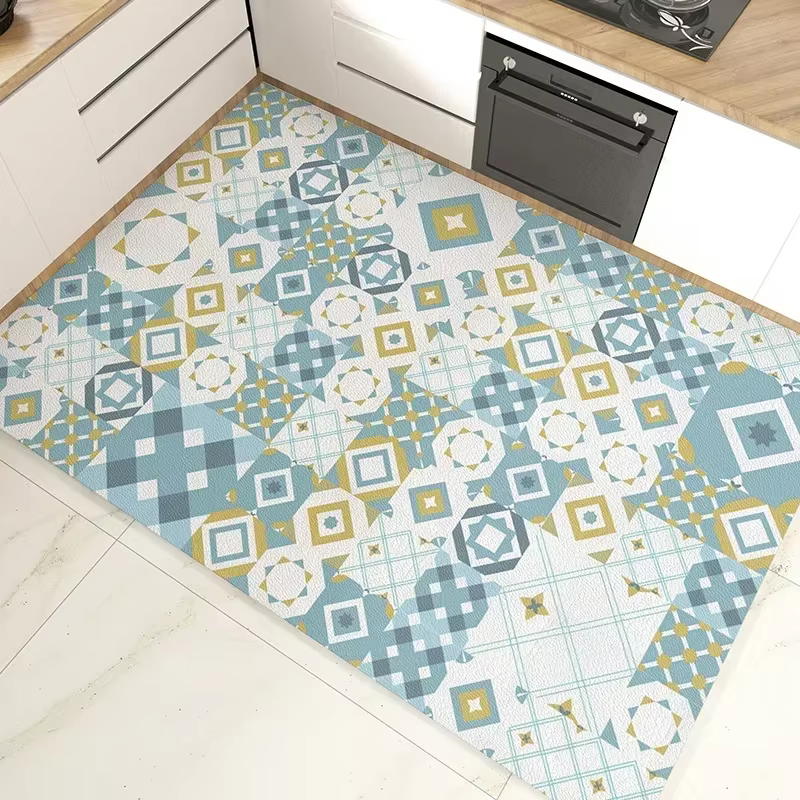 Tapis de cuisine en Pvc Tapis de sol imperméable Tapis de sol en cuir antidérapant Tapis de grande s
