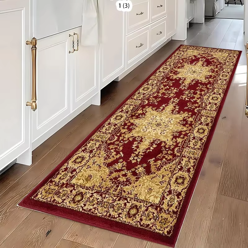 VIKAMA Tapis persan vintage de style ethnique, tapis de chevet pour chambre à coucher, couloir et cu