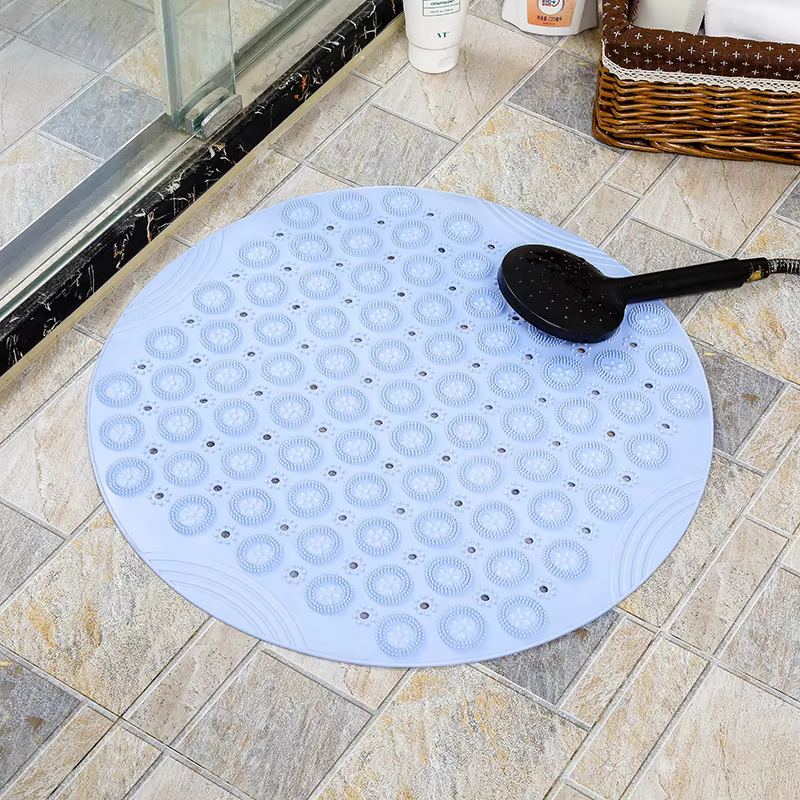 Tapis de salle de bain rond antidérapant, tapis de douche imperméable pour salle de bain, toilettes,