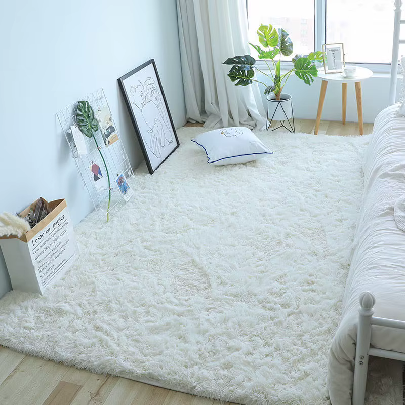 Tapis de hall moelleux blanc, tapis épaissi, antidérapant, salon moderne, chambre à coucher, décorat