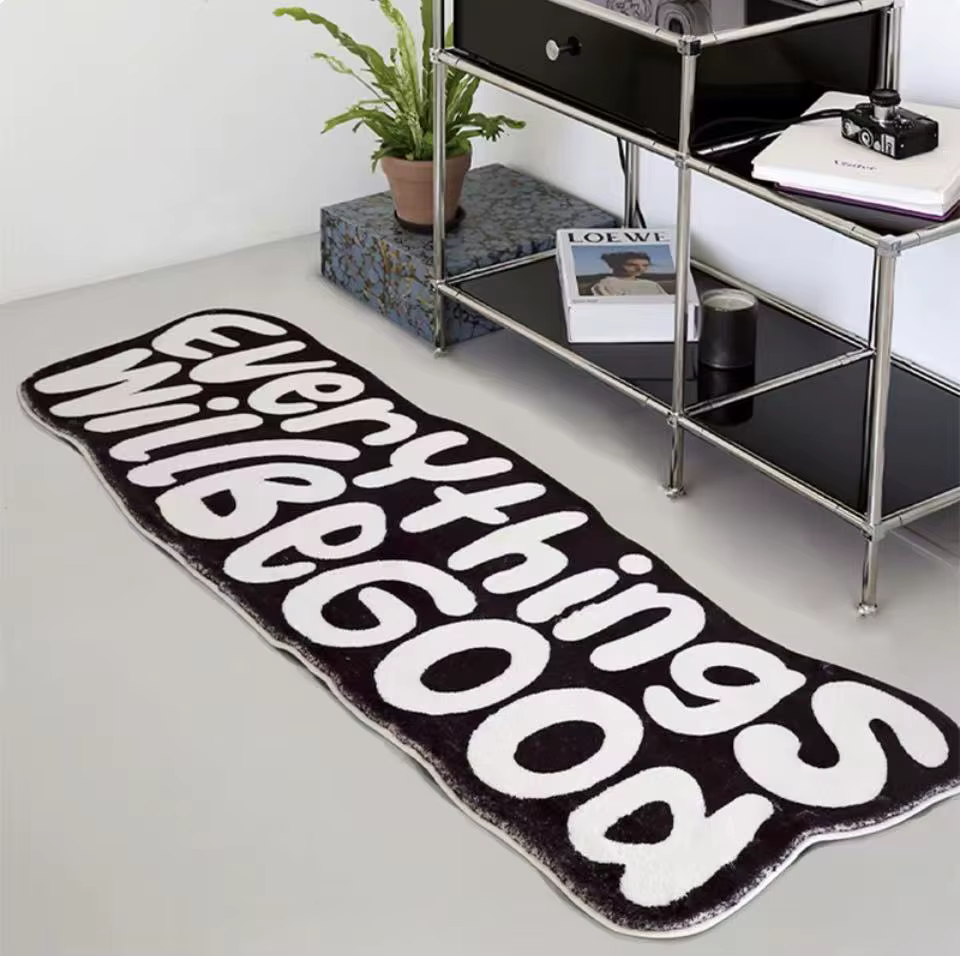 VIKAMA noir et blanc lettres Imitation cachemire bande tapis décoration de la maison refroidissement