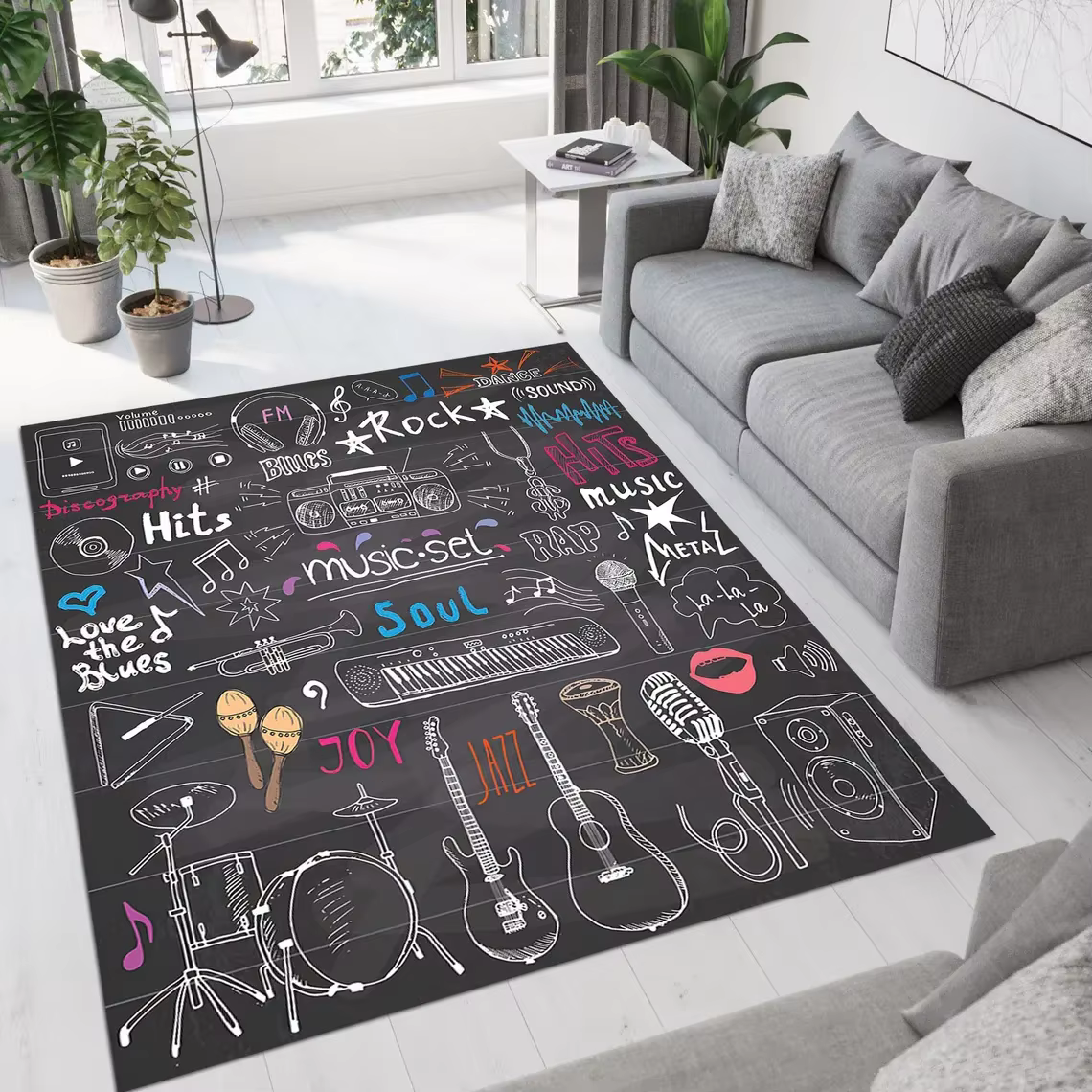Tapis de guitare pour décoration de salon, grande surface, confortable, résistant à la saleté, antid