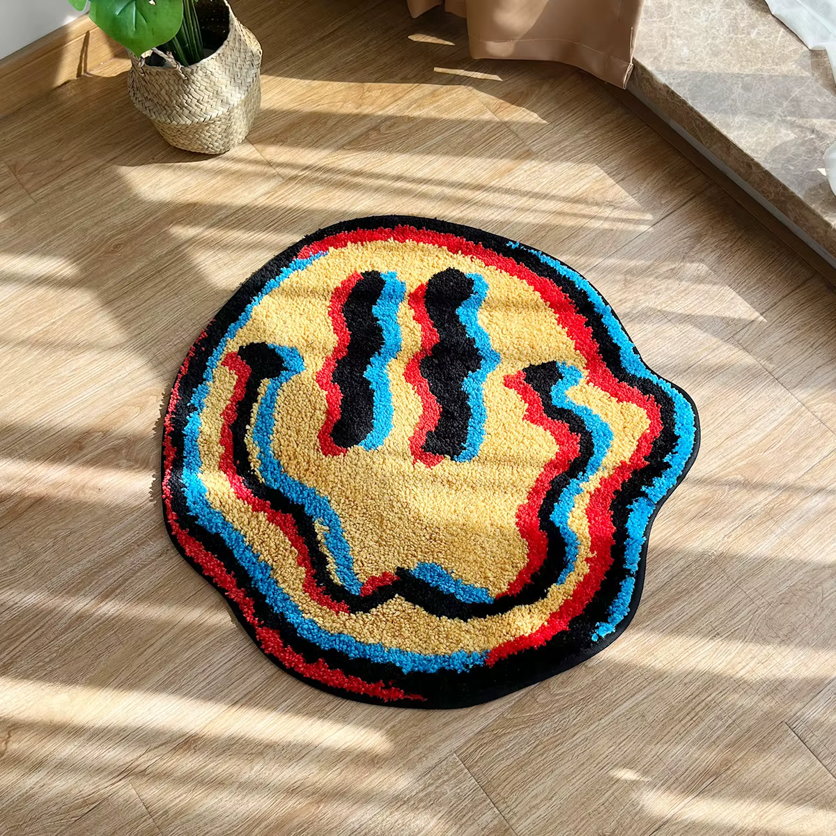 Tapis Trippy souriant - Conception capitonée unique |   Cadeau idéal pour un ami |   Tapis de chambr