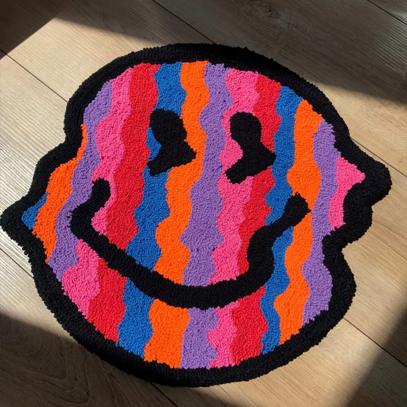 Tapis Tufté Torsadé Souriant, Purely Handmade, Doux, Adapté à la Décoration de Chambre, Moelleux, Ch
