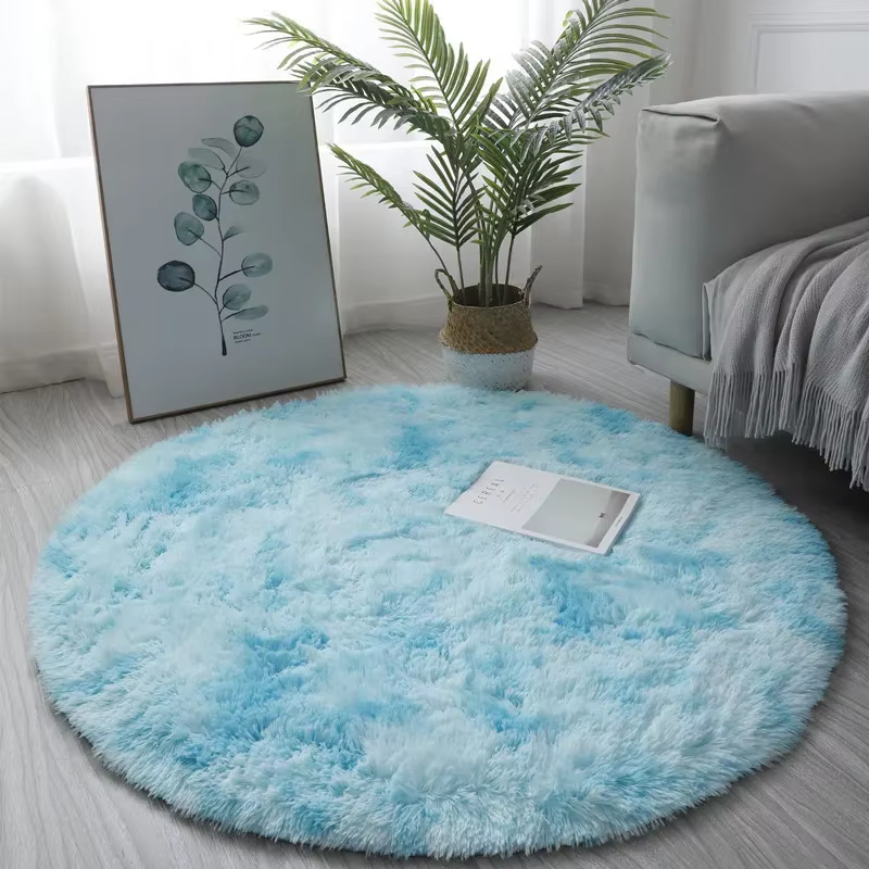 Tapis en Polymères Ronds en Peluche Super Doux, pour Salon, Décoration de Maison, Chambre d'Enfant,