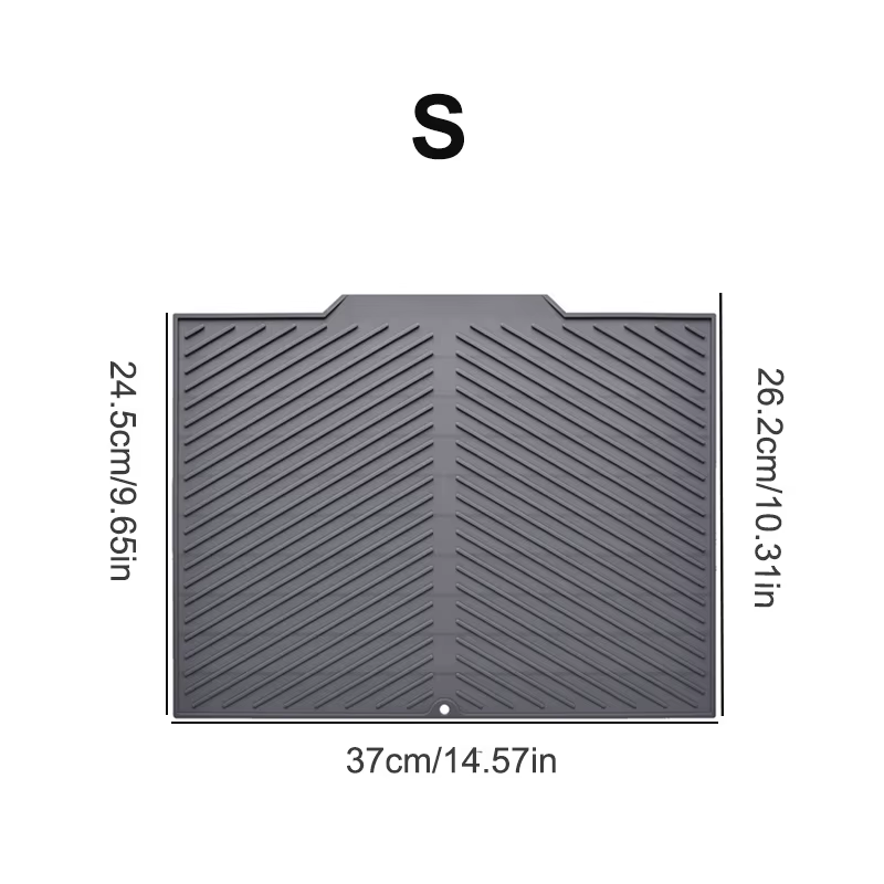 Tapis de séchage de vaisselle en silicone avec rebord de drainage intégré, facile à nettoyer, réutil