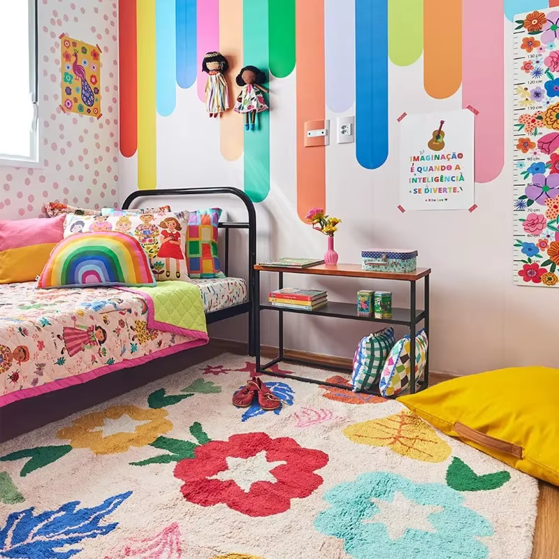 Tapis nordique pour chambre d'enfant, zone de lecture, tapis pour bébé, grande surface, maison, salo