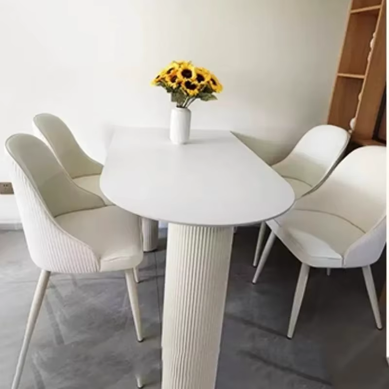 Table à manger moderne De luxe blanc nordique Vintage demi-cercle Table à manger étanche italie Conj