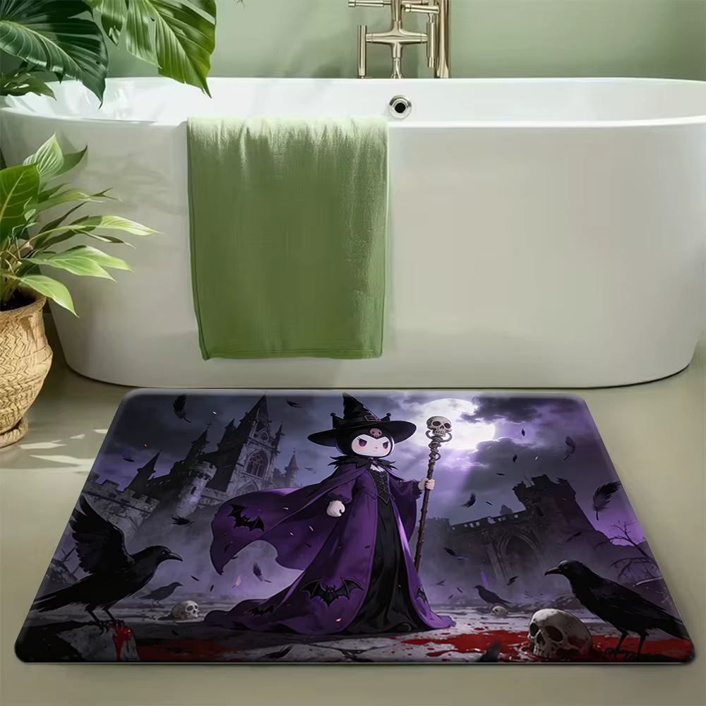Tapis mignon Kuromi, décoration d'intérieur personnage Sanrio, tapis antidérapant doux