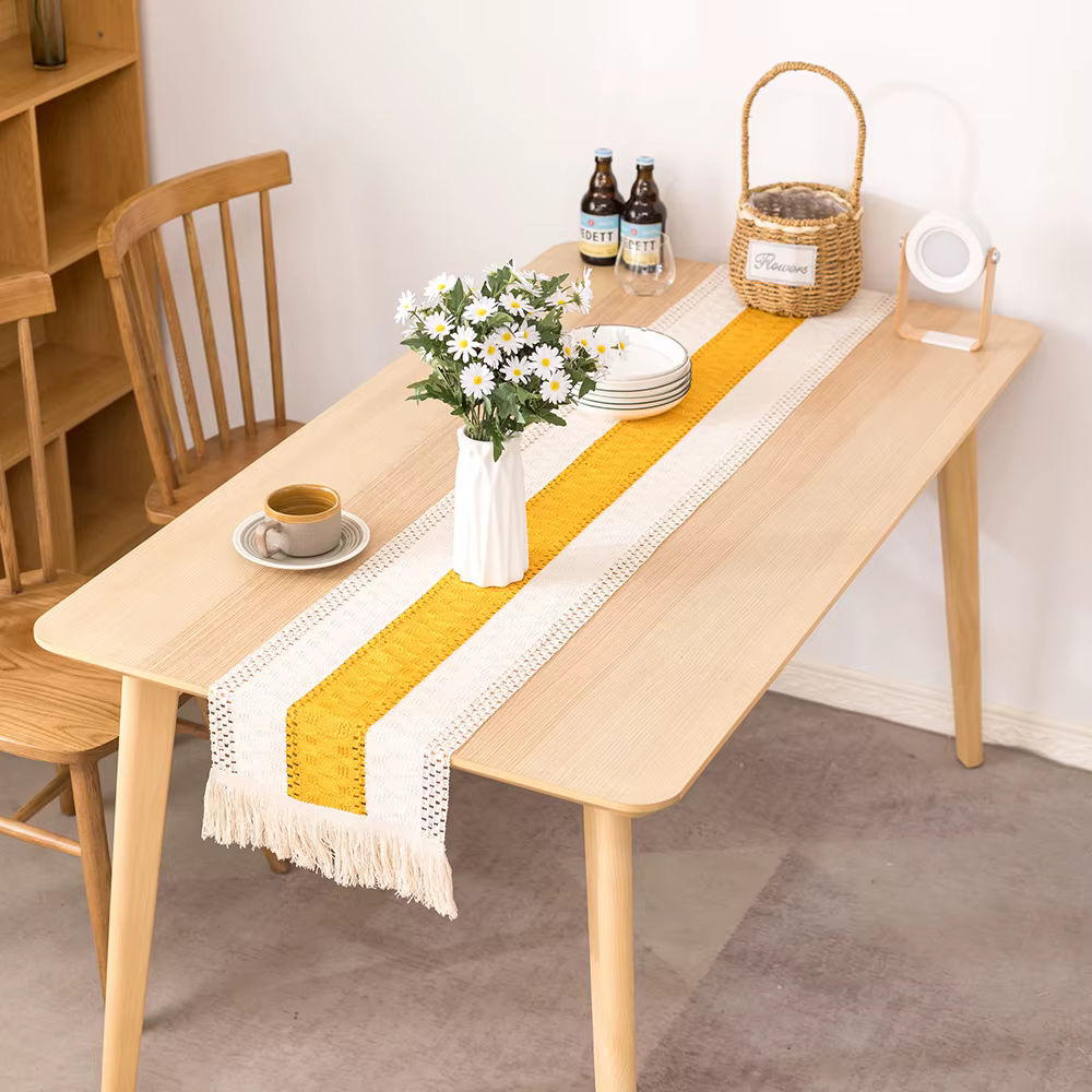 Chemin de Table en coton et lin pour décoration de Mariage, Festivals, décoration de pâques, chemin