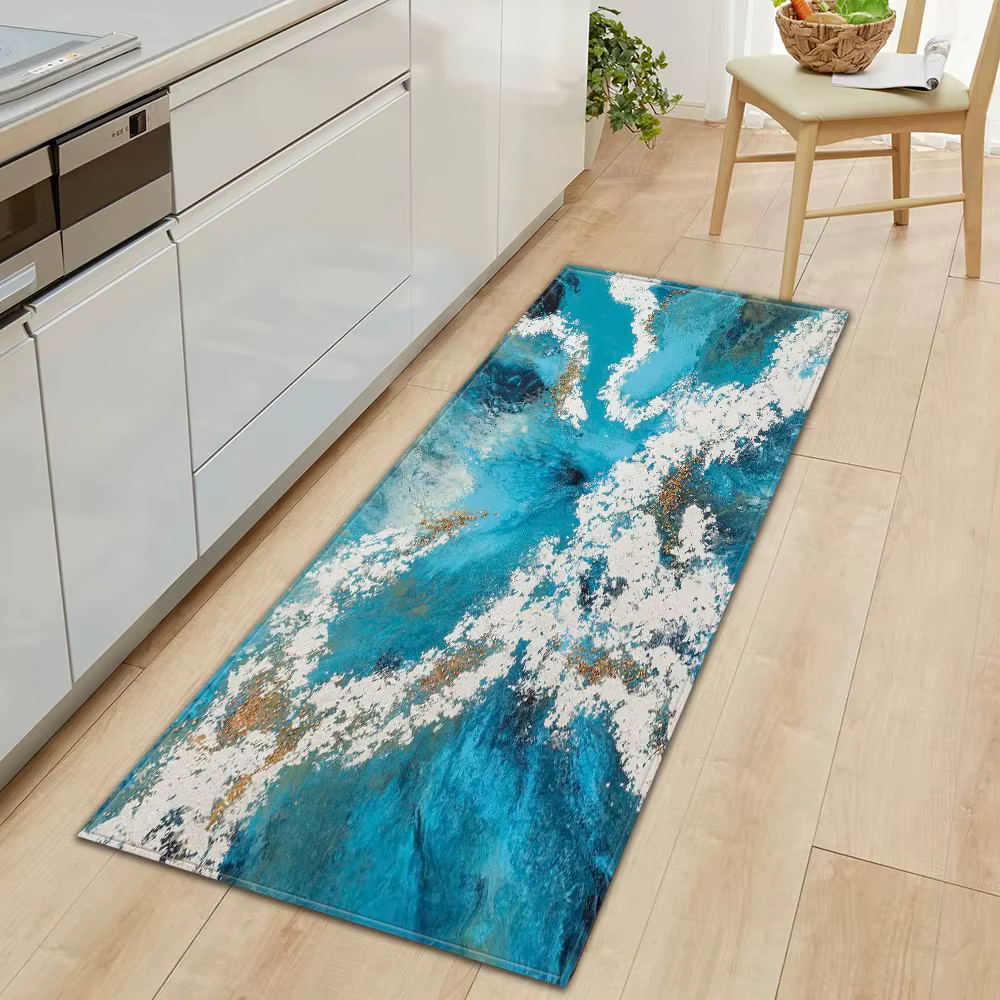 Tapis de sol de cuisine à motif de marbre, décoration avant de porte