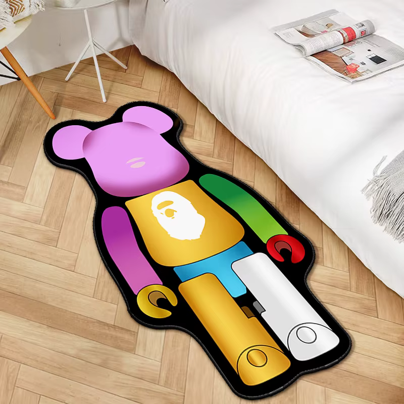 Tapis oursbricks de dessin animé irrégulier, multicolore, ours de Violence, pour chambre à coucher, 