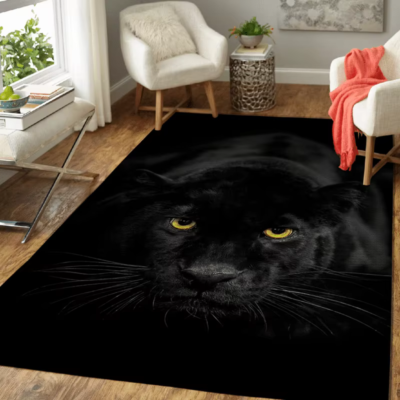 Tapis panthère léopard noir pour salon, grande surface, Animal, Lion, tigre, paillasson pour chambre