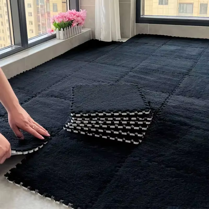 Tapis de sol Puzzle en mousse, 12 pièces, tapis de jeu moelleux imbriqué, tapis de zone en peluche p