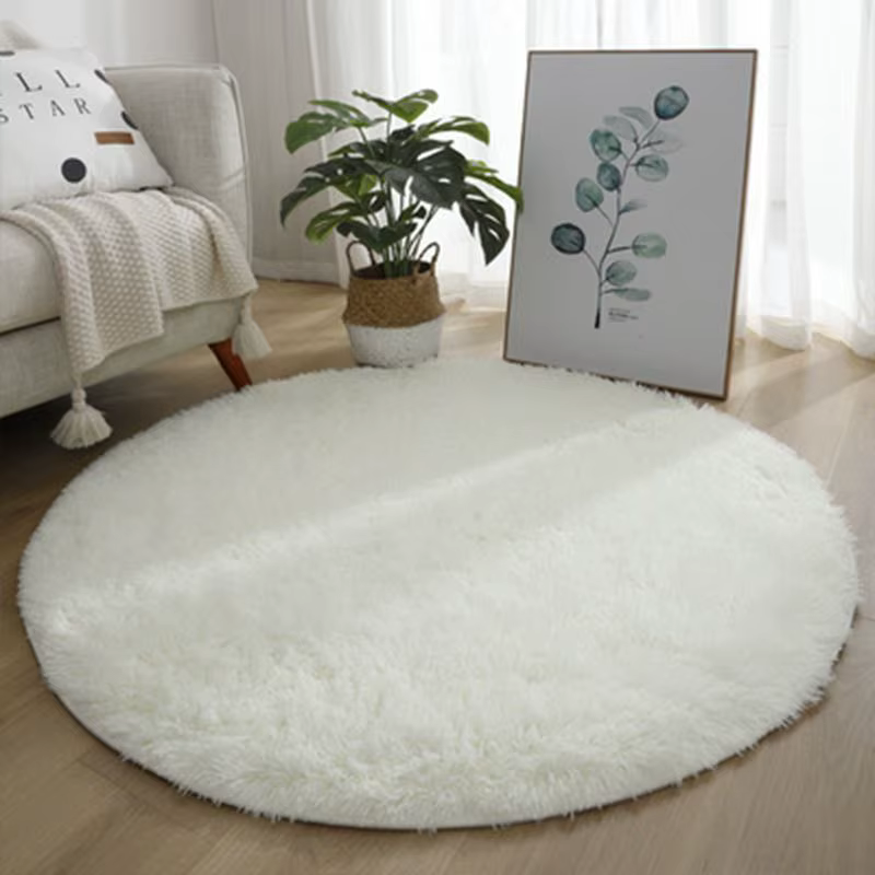 VIKAMA Ins Tapis rond blanc, tapis de sol en fourrure, salon, couverture de maison, chambre à couche