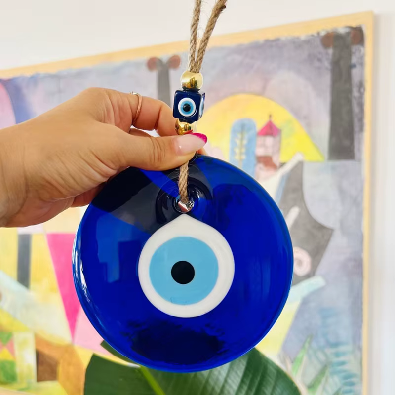 Mauvais œil tenture murale verre bleu oeil mur charme décor à la maison idée cadeau Protection de la