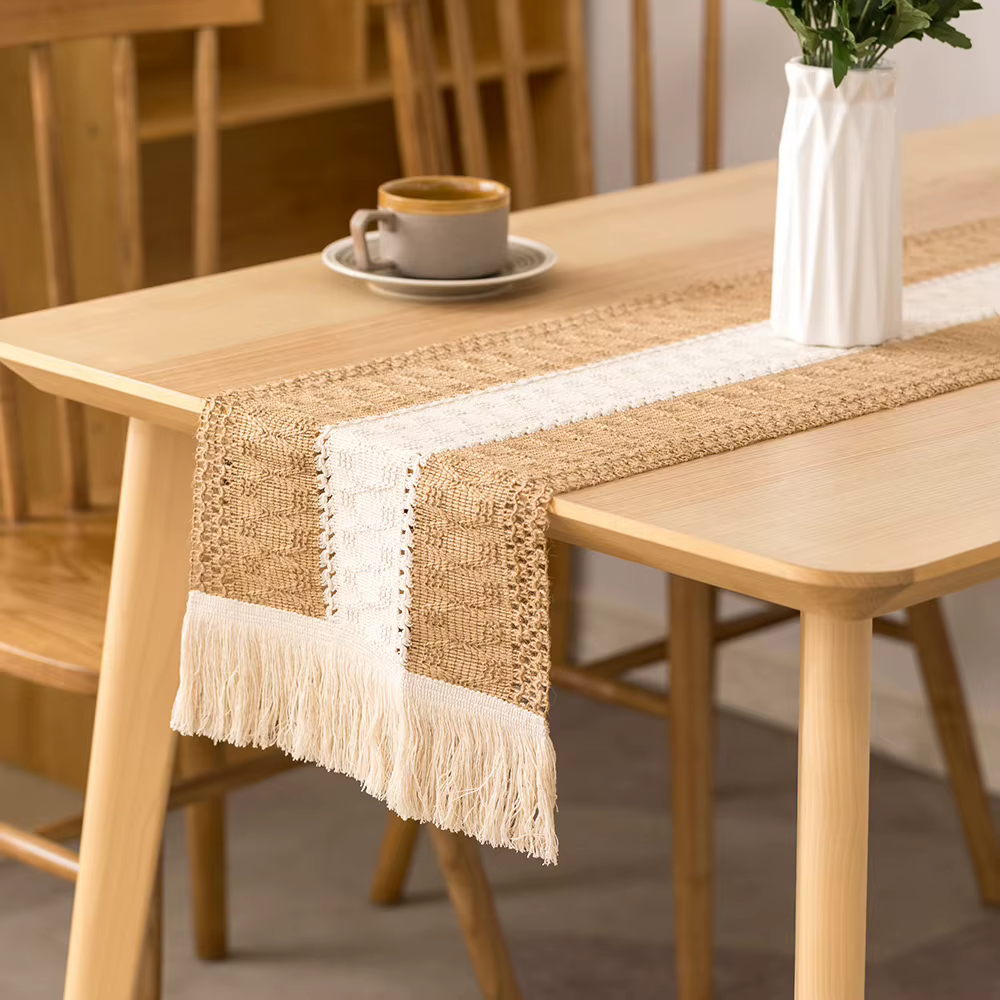 Chemin de Table en coton et lin pour décoration de Mariage, Festivals, décoration de pâques, chemin