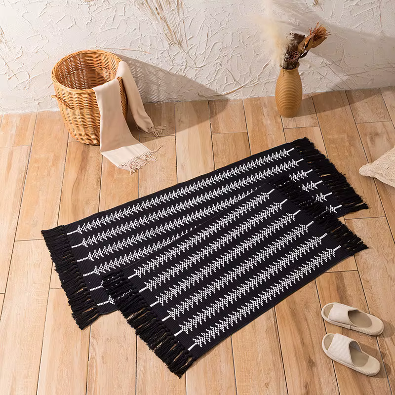 Sretno – tapis nordique tissé en coton et lin, pour la maison, le salon, la chambre à coucher, le ch