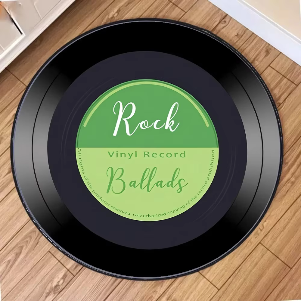 Tapis rond Vintage en vinyle sur le thème de la musique, pour salon, canapé, chevet, cadeau Unique p