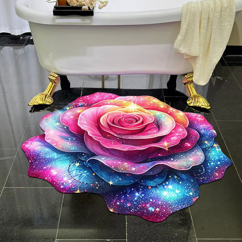 Tapis de sol de salle de bain, facile à entretenir, motif Floral, antidérapant, pour la maison, la e