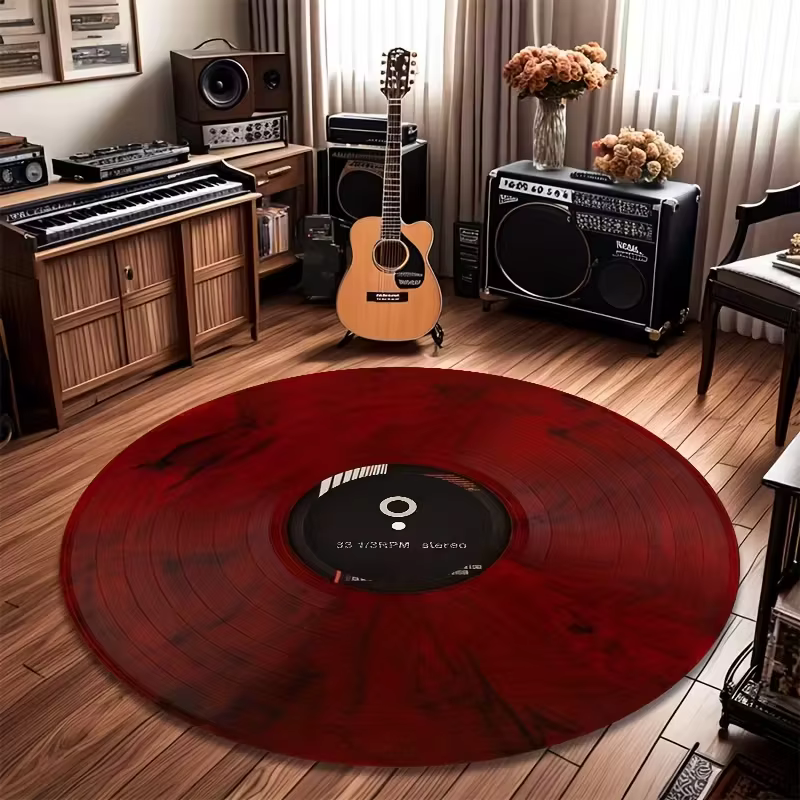 Tapis de disque vinyle rétro, antidérapant, pour salle de pratique musicale, pour salon, chambre à c