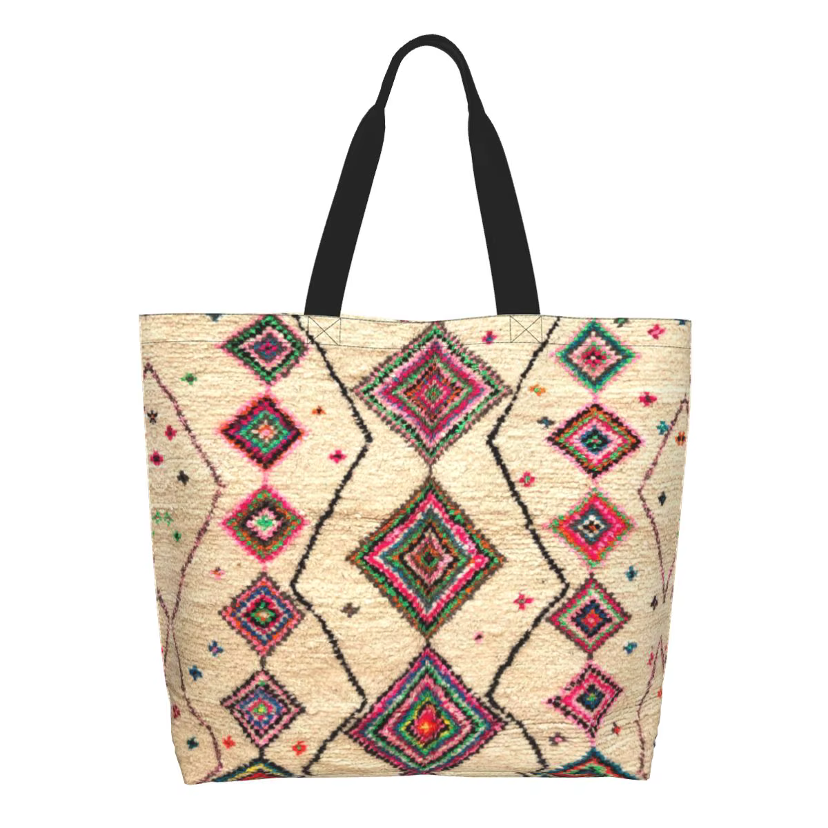 Tapis berbère marocain réutilisable, sac de Shopping de Style Boho, fourre-tout en toile à bandouliè
