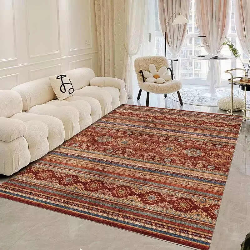 Tapis de style marocain pour salon, tapis de chambre ethnique bohème, tables basses portables, polym