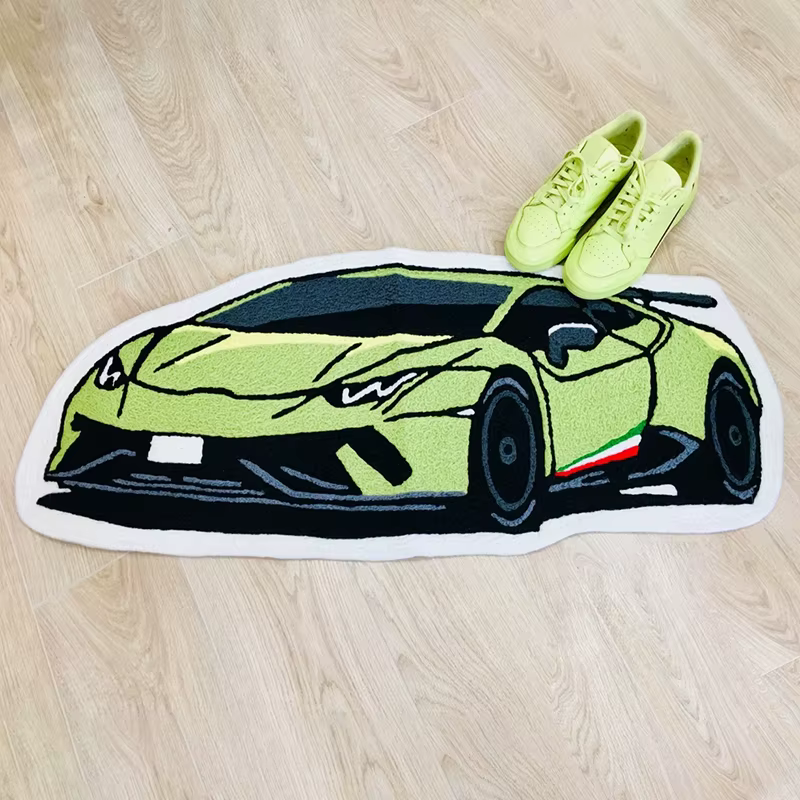 Tapis de chambre pour garçons, tapis décoratif en forme de voiture, cadeau pour les amoureux des voi