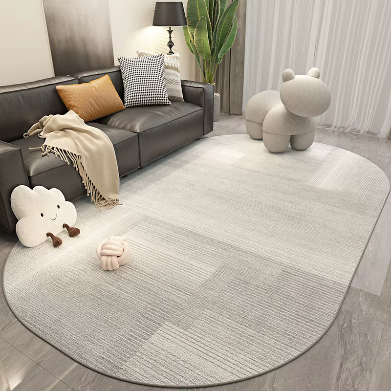 Tapis ovale de luxe léger pour décoration de chambre à coucher, tapis de Style nordique pour salon, 