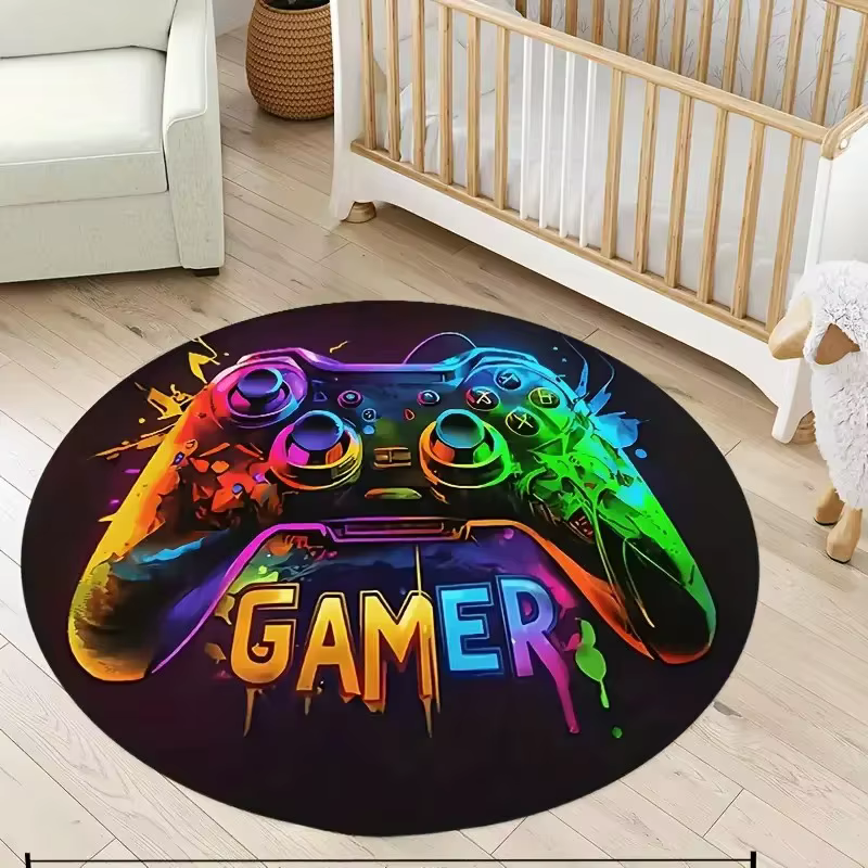 Tapis rond décontracté de jeu pour chambre de garçons, avec contrôleur, Design pour salle de jeux, d