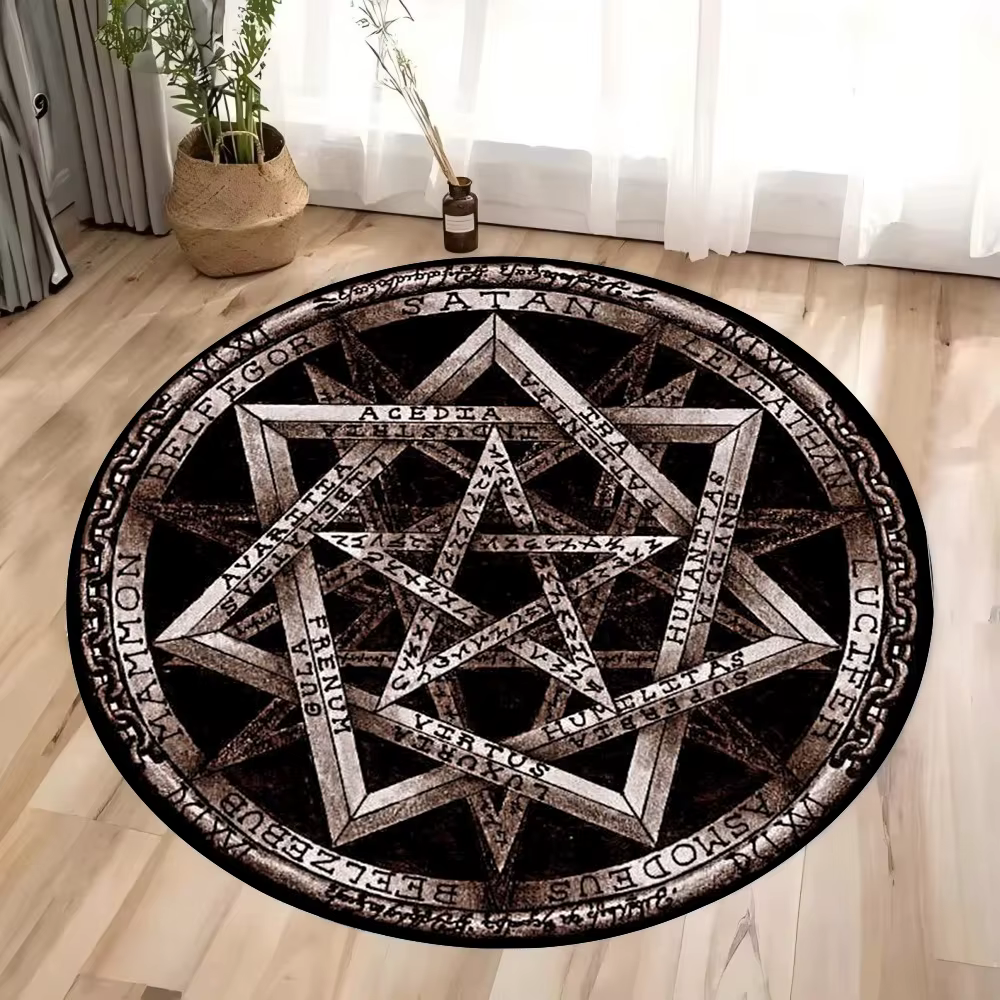 Tapis rond de Runes occultes magiques, tapis de sol de l'enfer, cercle satanique, gothique, Rock Got
