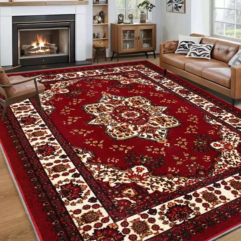 Tapis de luxe de style persan, tapis à motifs bohèmes vintage pour salon, chambre à coucher, tapis a