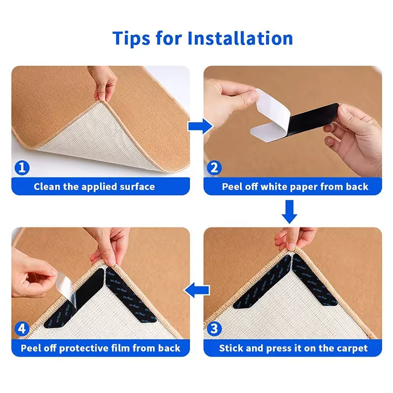 Autocollant antidérapant pour tapis, 16/8 pièces, réutilisable, lavable, Anti-bouclage, Patch fixe, 