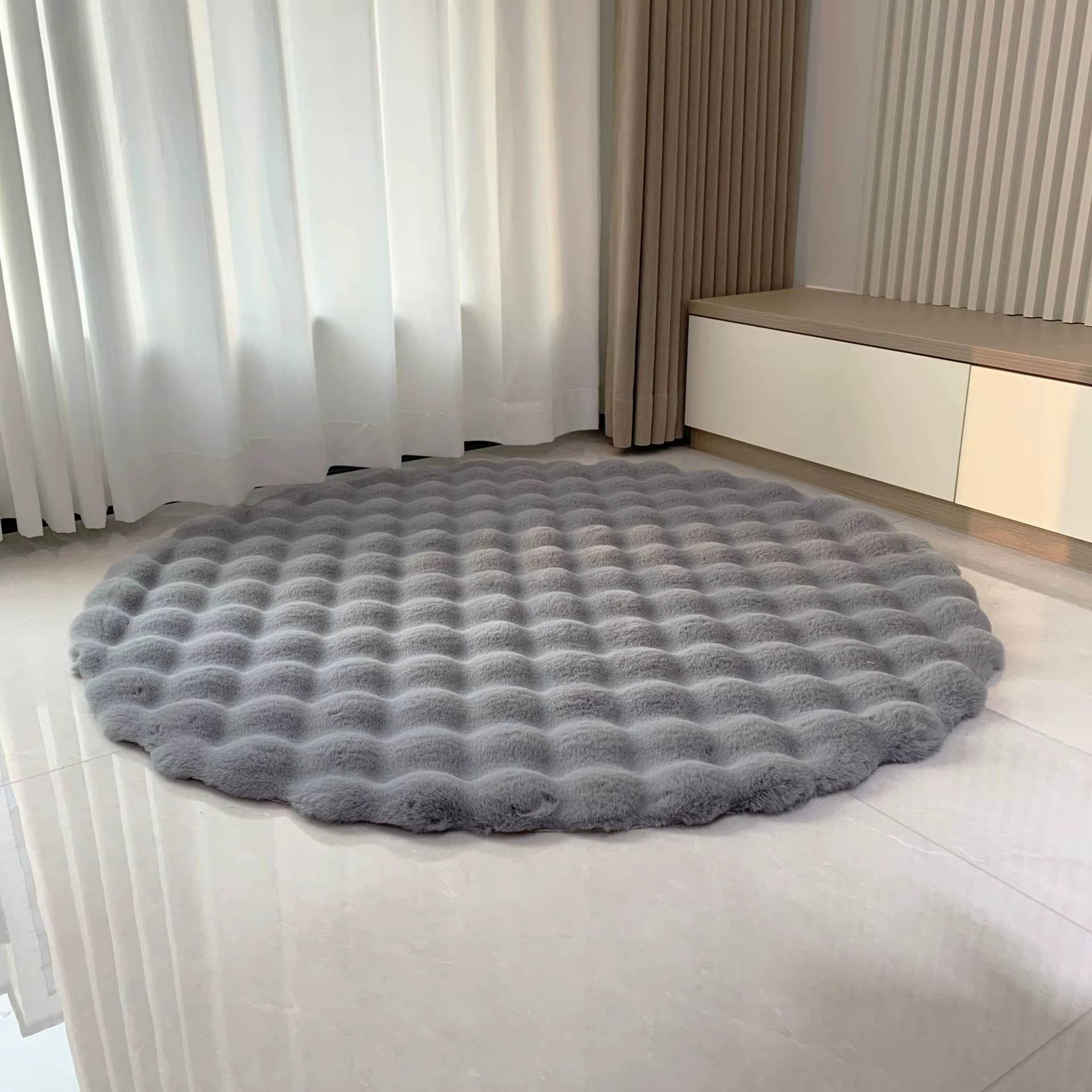 Lapin mousse velours tapis rond moelleux moelleux imitation de fourrure tapis enfants chambre à couc