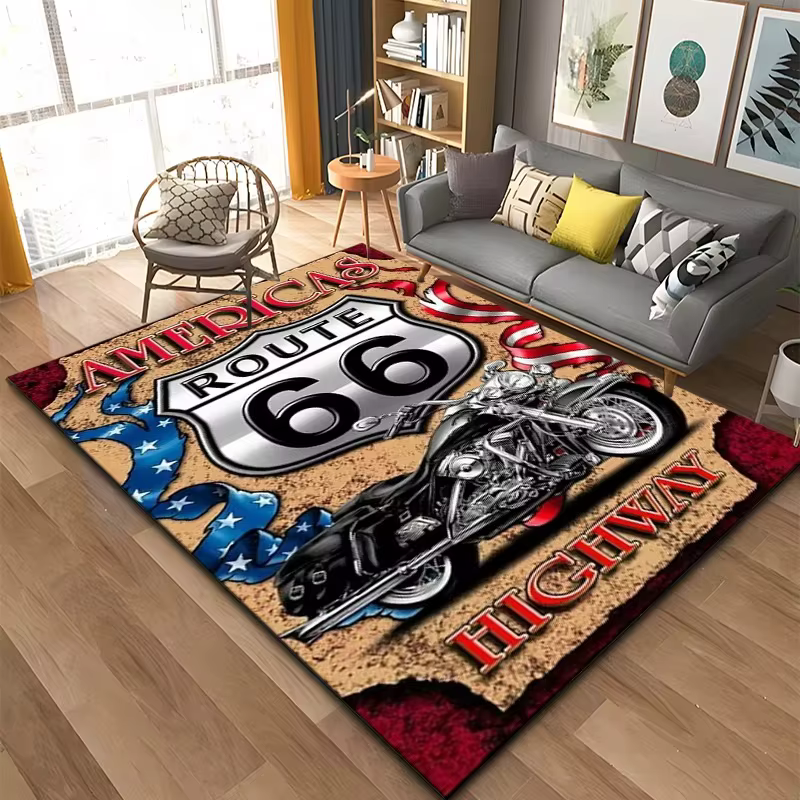 Tapis à motif de Route historique 66, grand tapis pour salon, chambre d'enfants, canapé, cuisine, pa