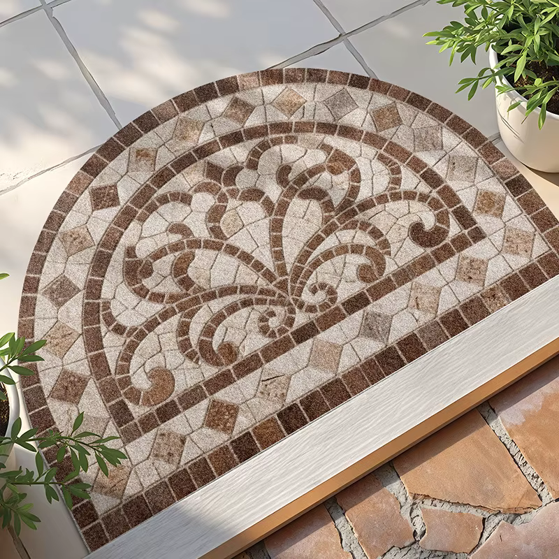 Paillasson vintage à motif pierre, tapis d'extérieur en polyester de qualité, avec envers antidérapa
