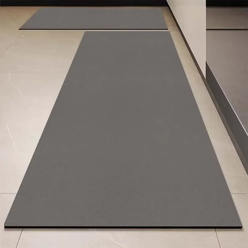 Tapis de sol de cuisine noir, décoration intérieure, imperméable, résistant à l'huile, en cuir, anti