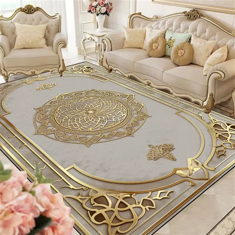Tapis de salon européen de luxe, tapis de sol lavables, canapé de salon, table basse, anti-alde, déc