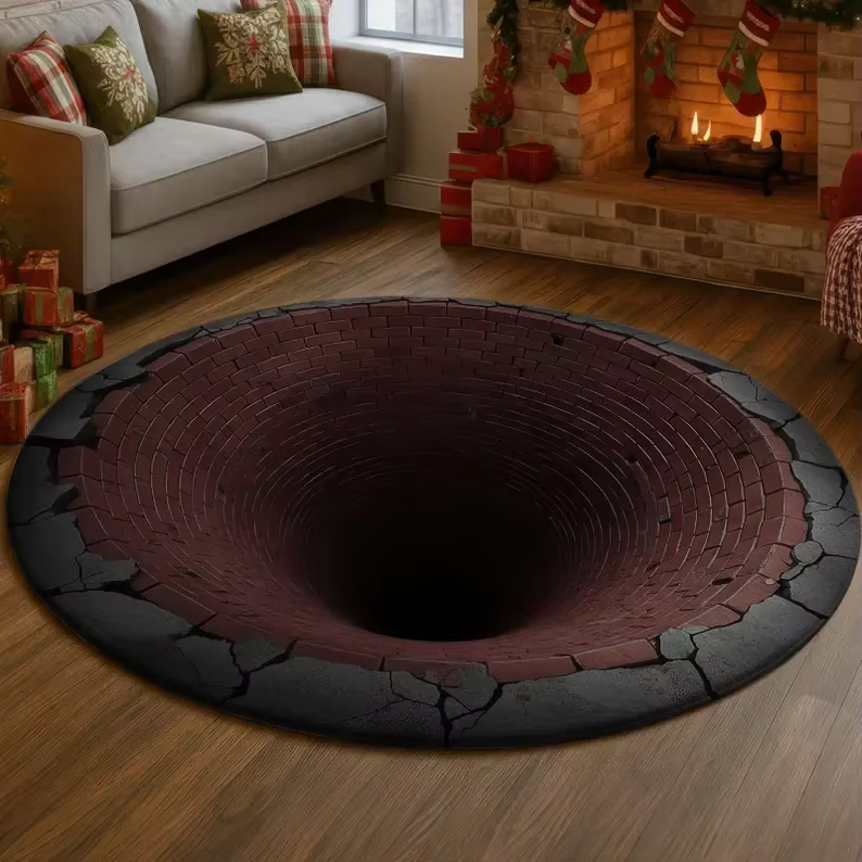Tapis 3D tapis rond grand tapis de fissure tapis à trous profonds tapis d'illusion tapis de fissure