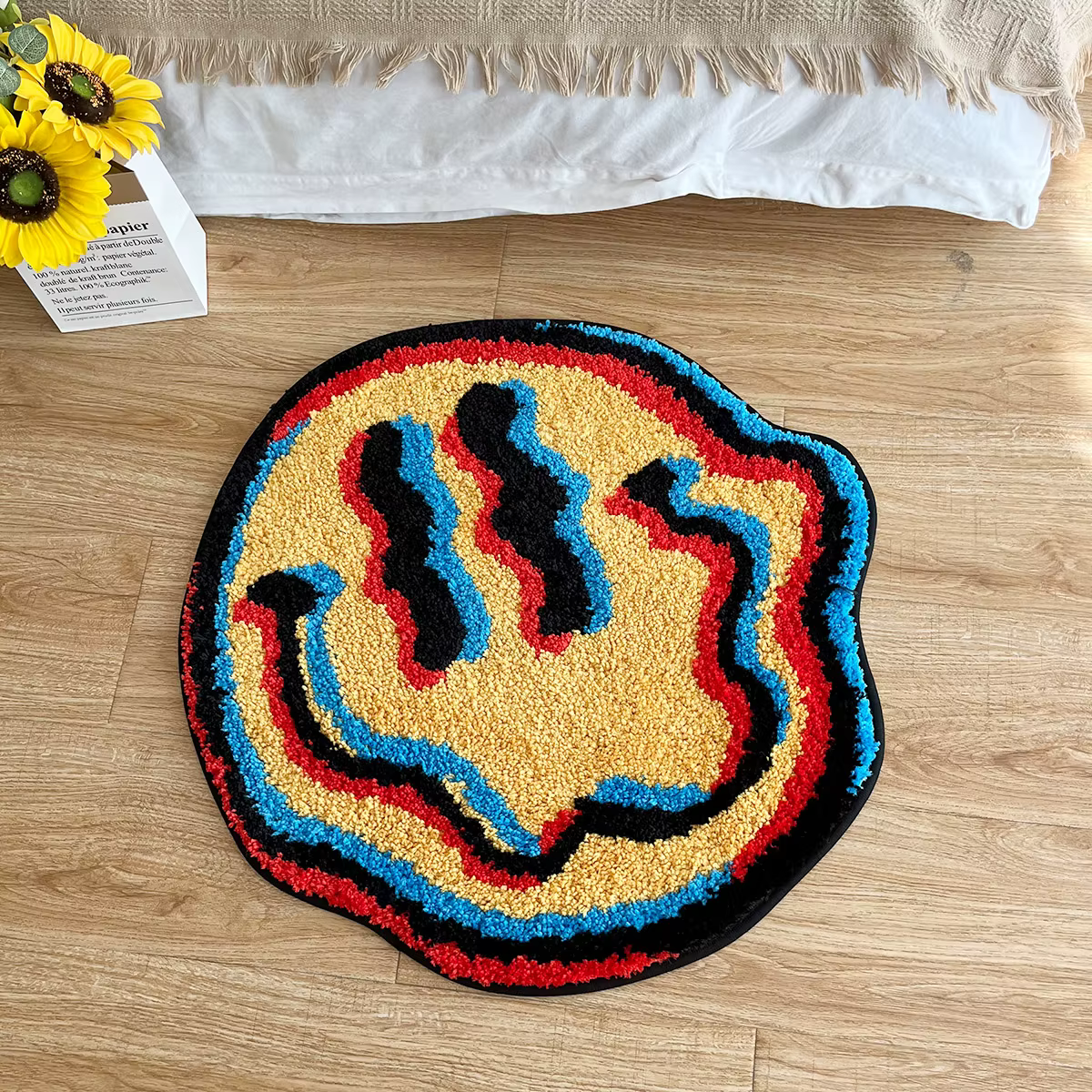 Tapis Trippy souriant - Conception capitonée unique |   Cadeau idéal pour un ami |   Tapis de chambr