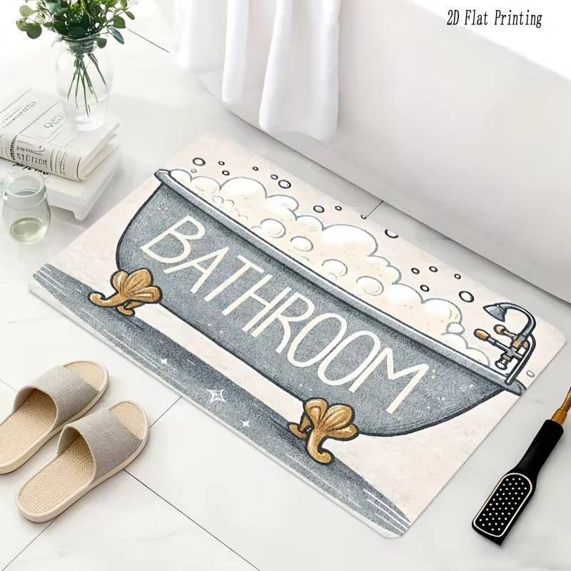 VIKAMA – tapis de sol de salle de bain antidérapant, design rétro, absorbant, pour salle de bain, co