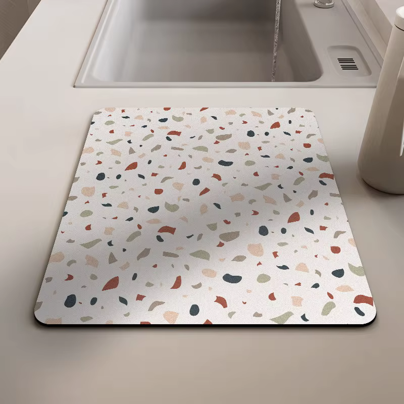 Tapis de cuisine en terre de diatomées, Terrazzo, absorbant, séchage rapide, résistant à la chaleur,
