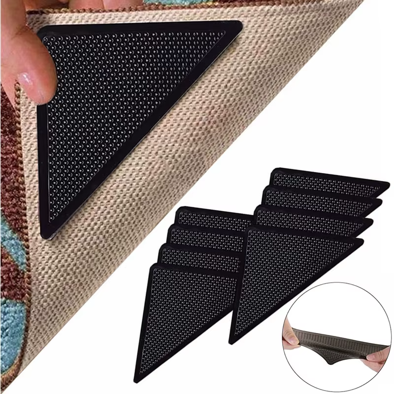 4 pièces 8 pièces/ensemble Triangle lavable réutilisable tapis pince anti-dérapant tapis en caoutcho