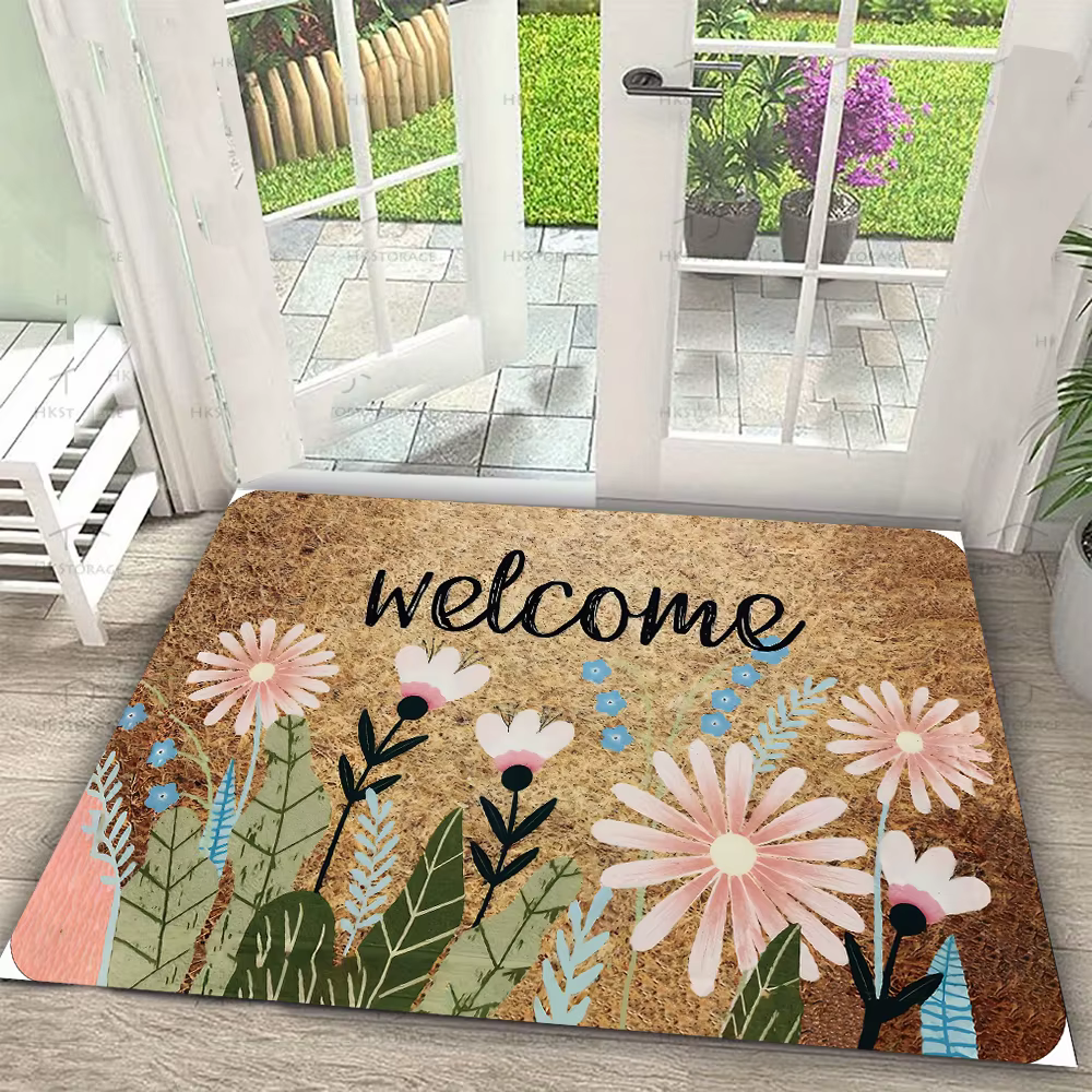 Tapis de bienvenue papillon Floral, imprimé marguerite Magnolia, décor de sol antidérapant pour entr
