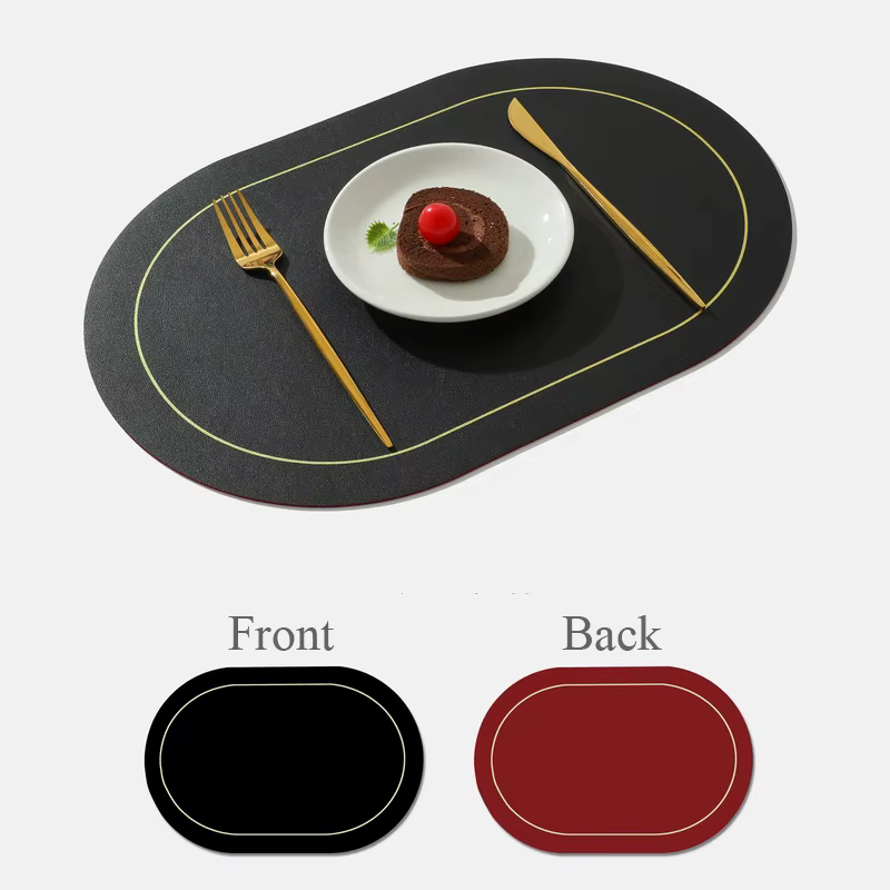 Tapis de table en cuir personnalisé avec logo, napperon nominatif, facile à nettoyer, idéal pour res