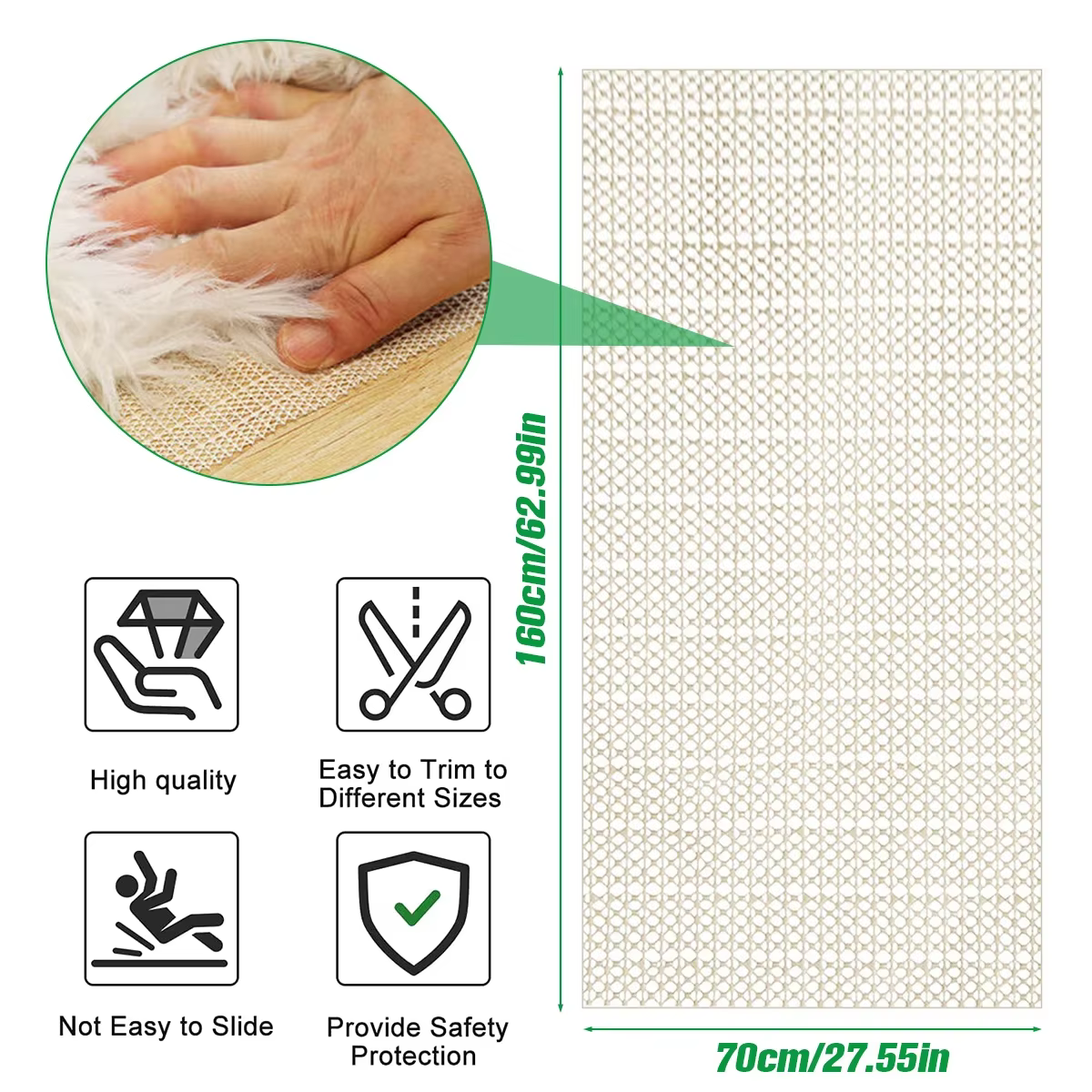 Sous-couche antidérapante pour tapis, fixateur de tapis, sous-couche multi-usages, tapis antidérapan